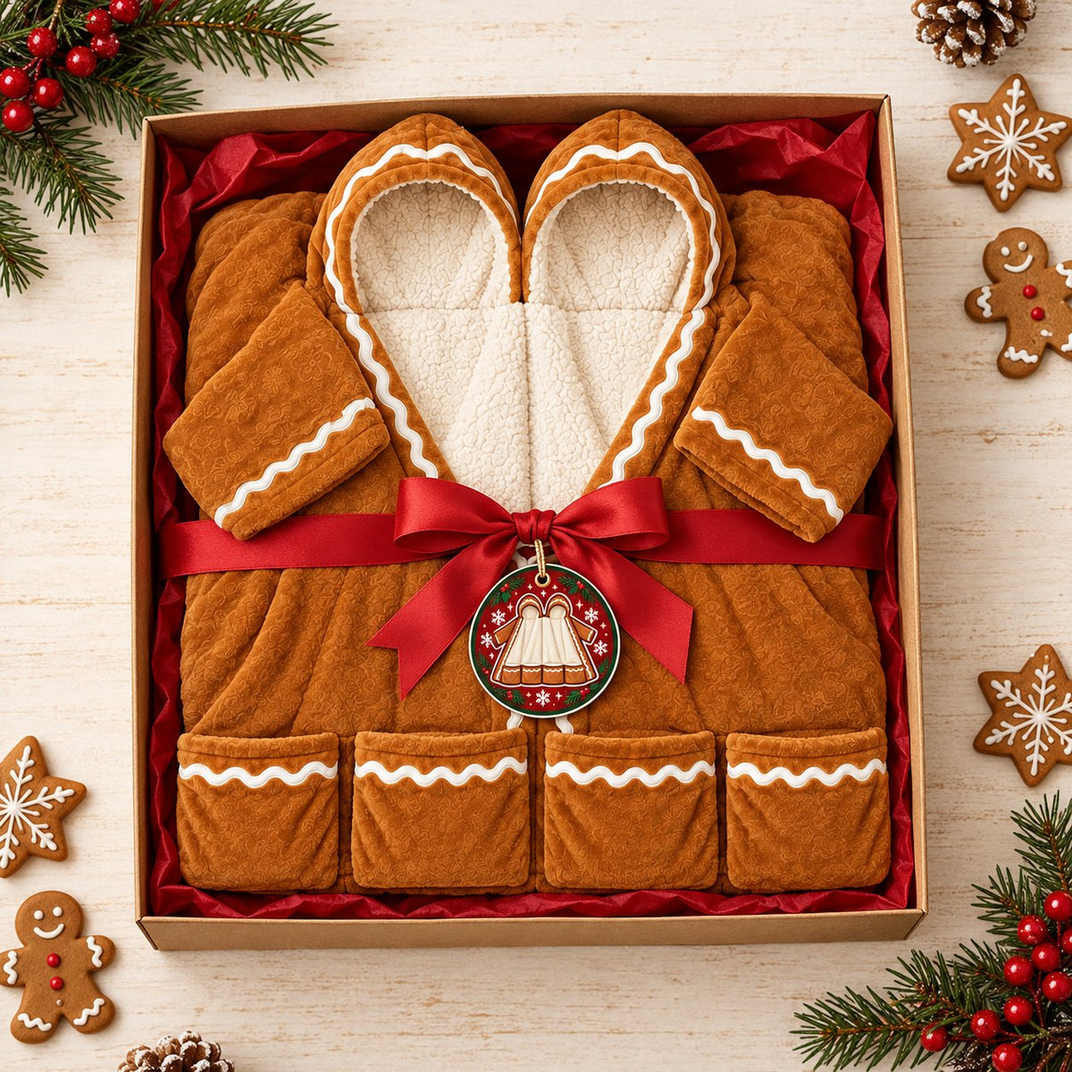 CozyGinger robe folded in a gift box